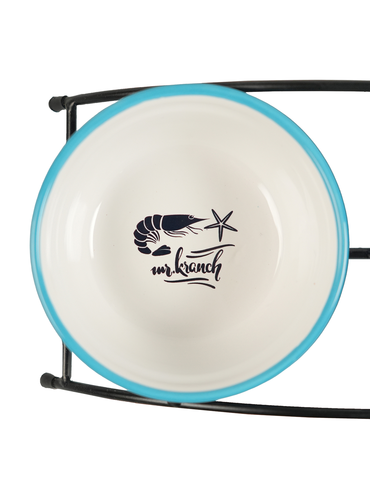 Миски Mr.Kranch на подставке для собак и кошек двойные 2x290 мл fish&chips, голубые