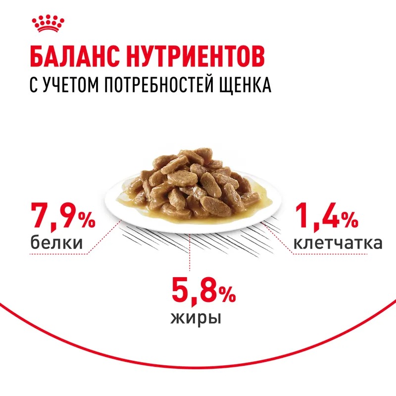 Влажный корм Royal Canin Mini Puppy для щенков мелких пород в возрасте до 10 месяцев, кусочки в соусе 85гр