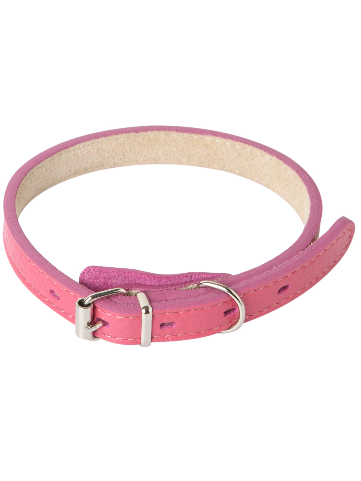 Ошейник Mr.Kranch для собак из натуральной кожи прямой, 29-35см, розовый