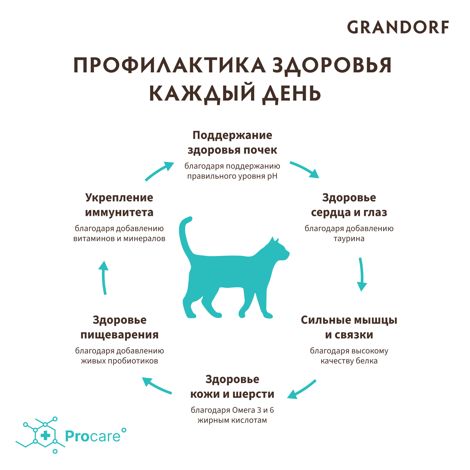Grandorf Сухой корм с пробиотиками для кошек 4 вида мяса 2 кг 5407007851287