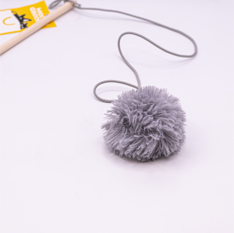 Моськи-Авоськи Игрушка-дразнилка "Удочка шуршик" 4см, на резинке 70см, серая (иск.мех)