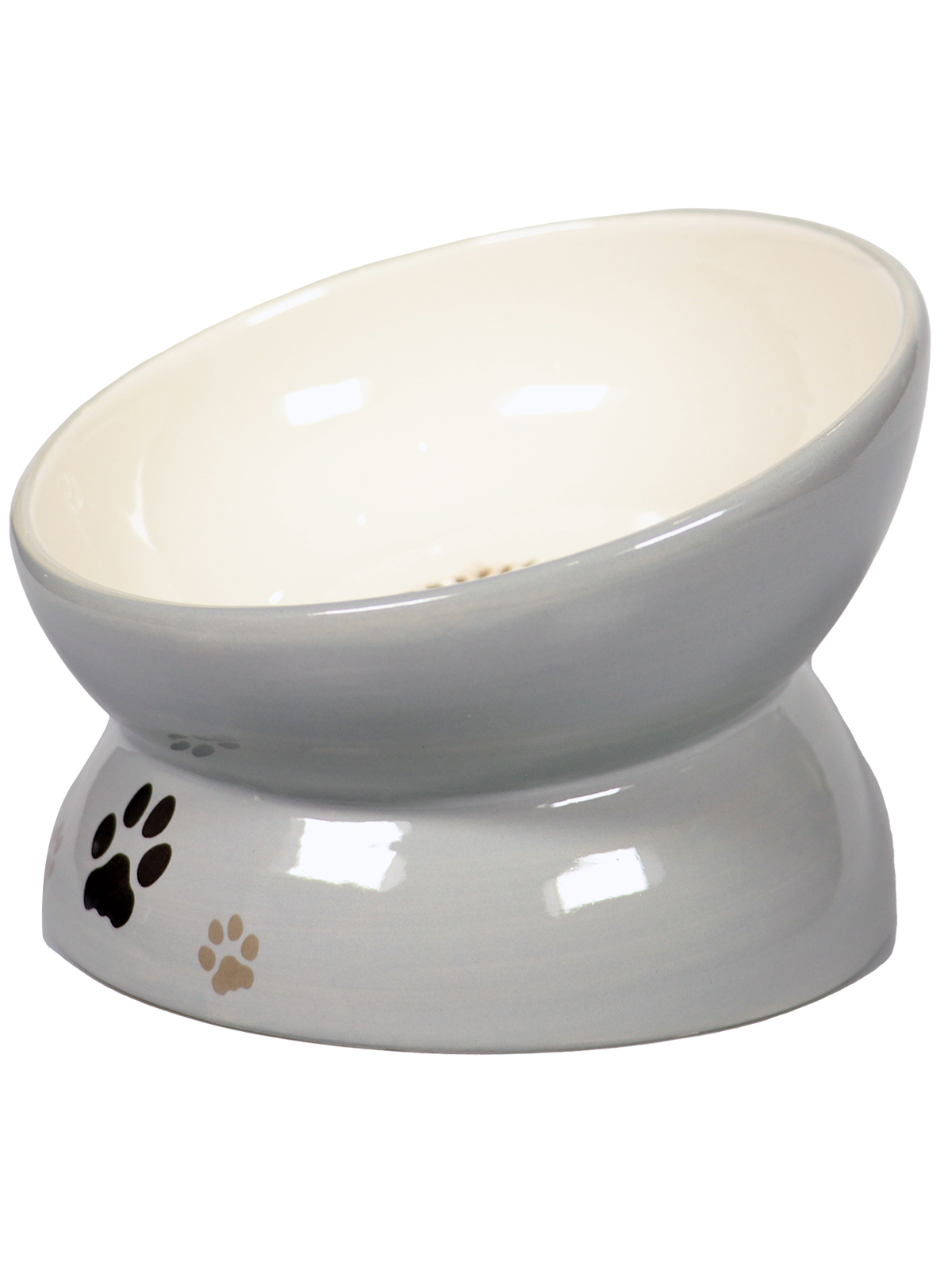 Миска Mr.Kranch керамическая для кошек на подставке 120 мл, серая