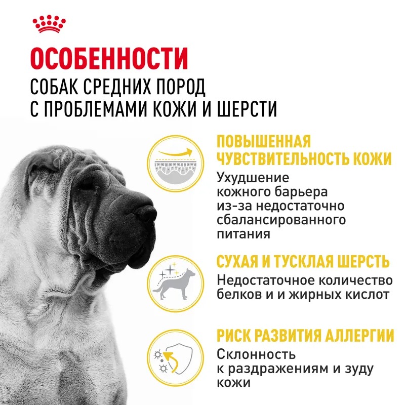 ROYAL CANIN Корм для средних собак при раздражениях и зуде кожи 10 кг