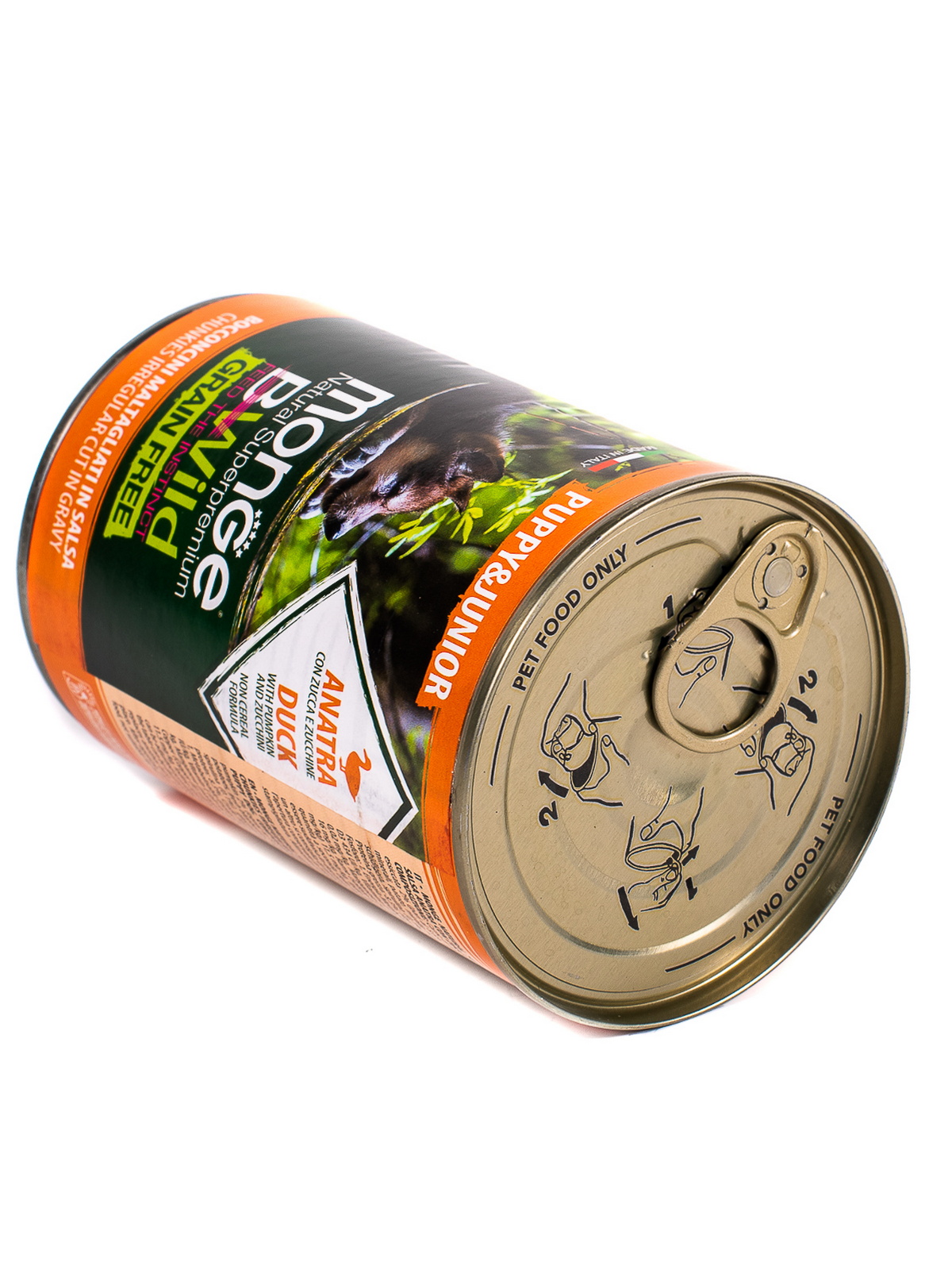 Влажный корм Monge Dog BWild GRAIN FREE Puppy&Junior для щенков и беременных собак, беззерновой, из утки с тыквой и кабачками, консервы 400 г