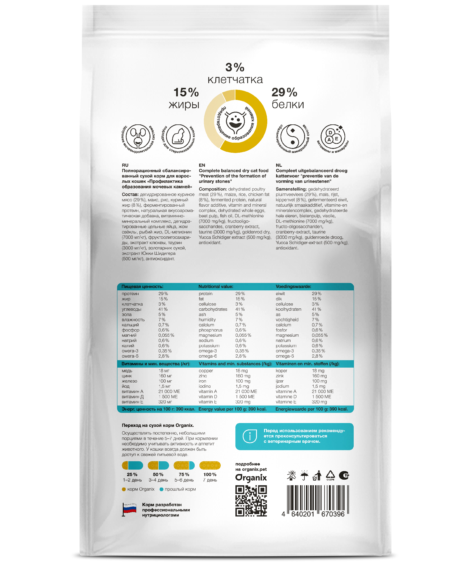 Organix Сухой корм для кошек МКБ с курицей 2 кг 4640201670396