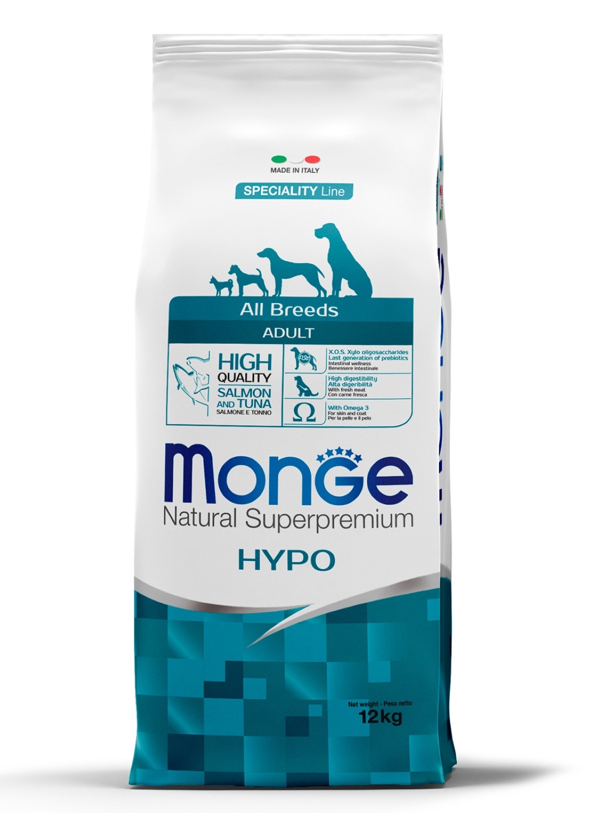 Сухой корм Monge Dog Speciality Line Hypo для взрослых собак, гипоаллергенный, лосось с тунцом 12 кг