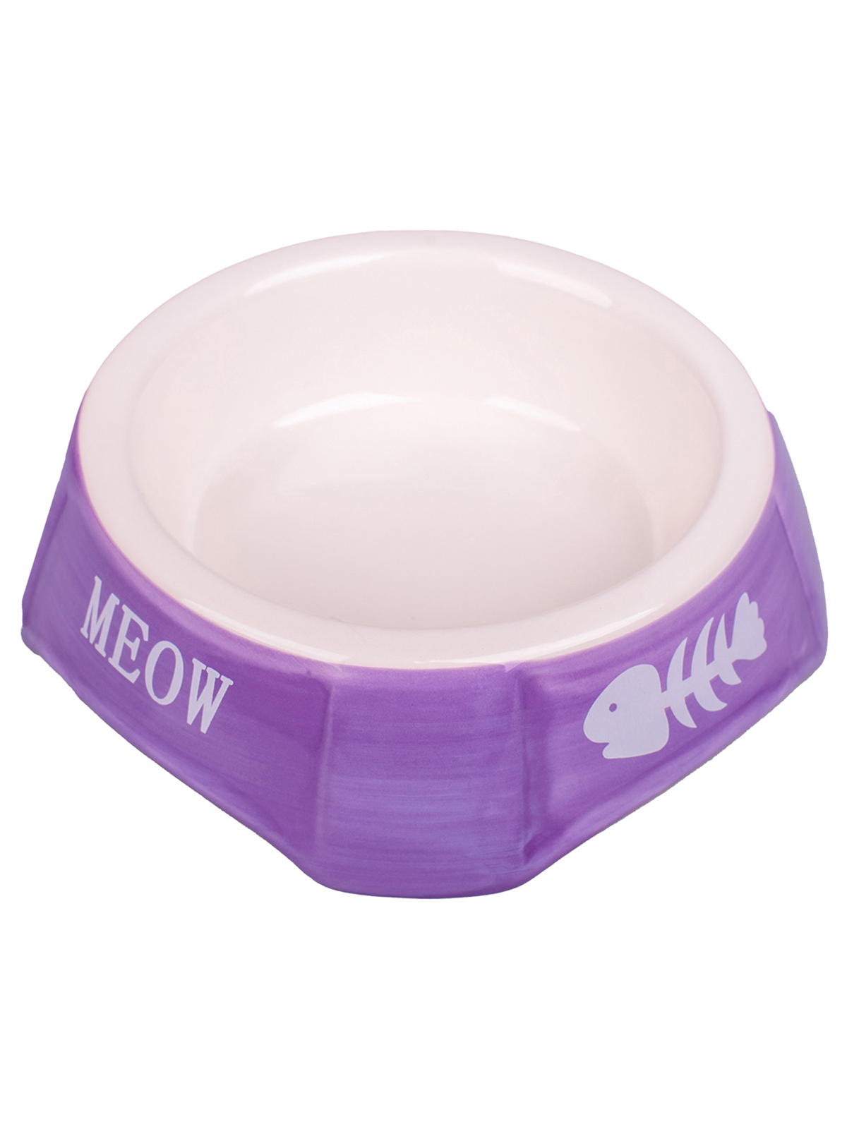 Миска Mr.Kranch керамическая для кошек 140 мл фиолетовая с рыбками