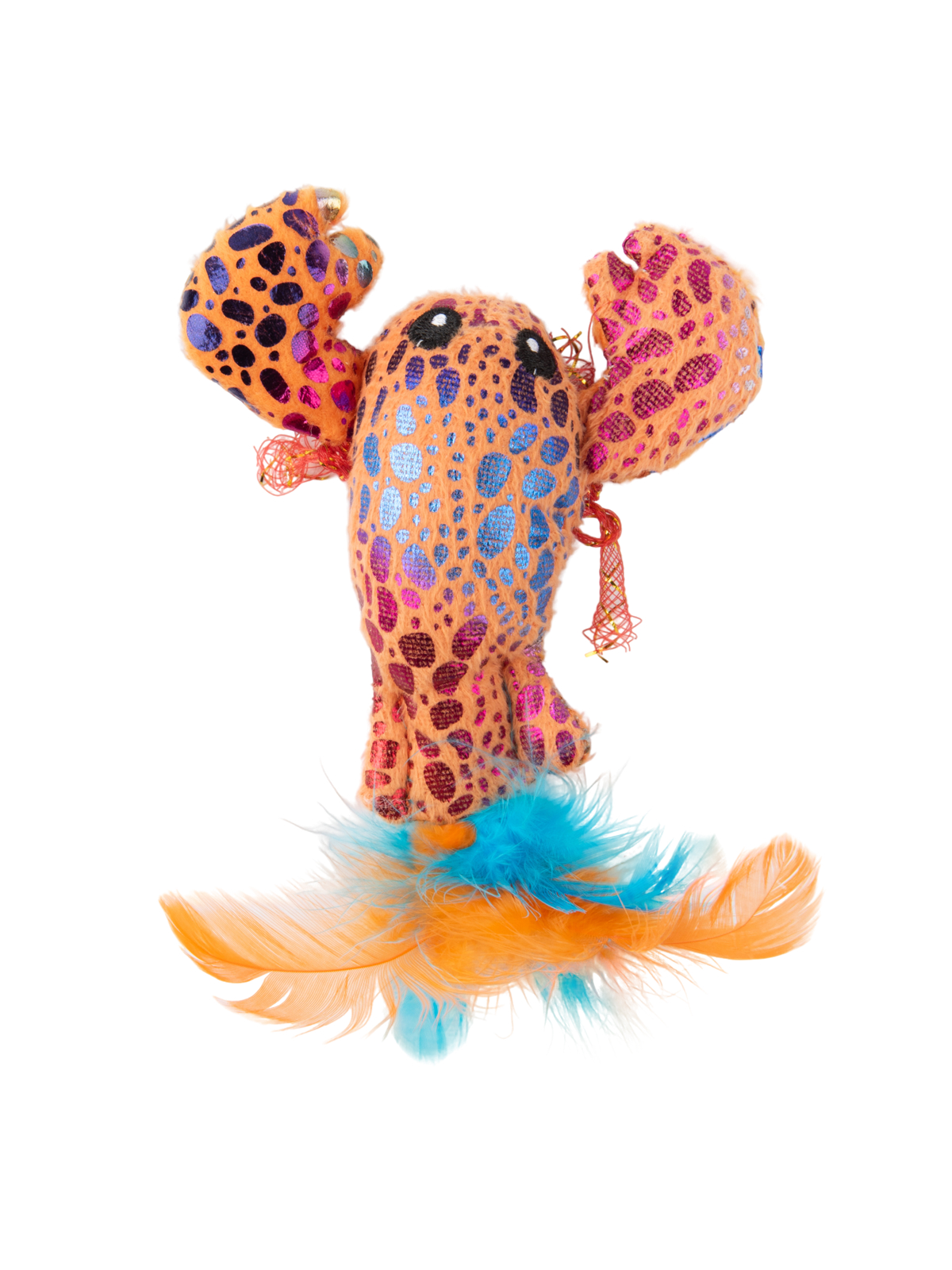 Игрушка Mr.Kranch для кошек Лобстер плюшевая с кошачьей мятой и перышками 9 см голубая