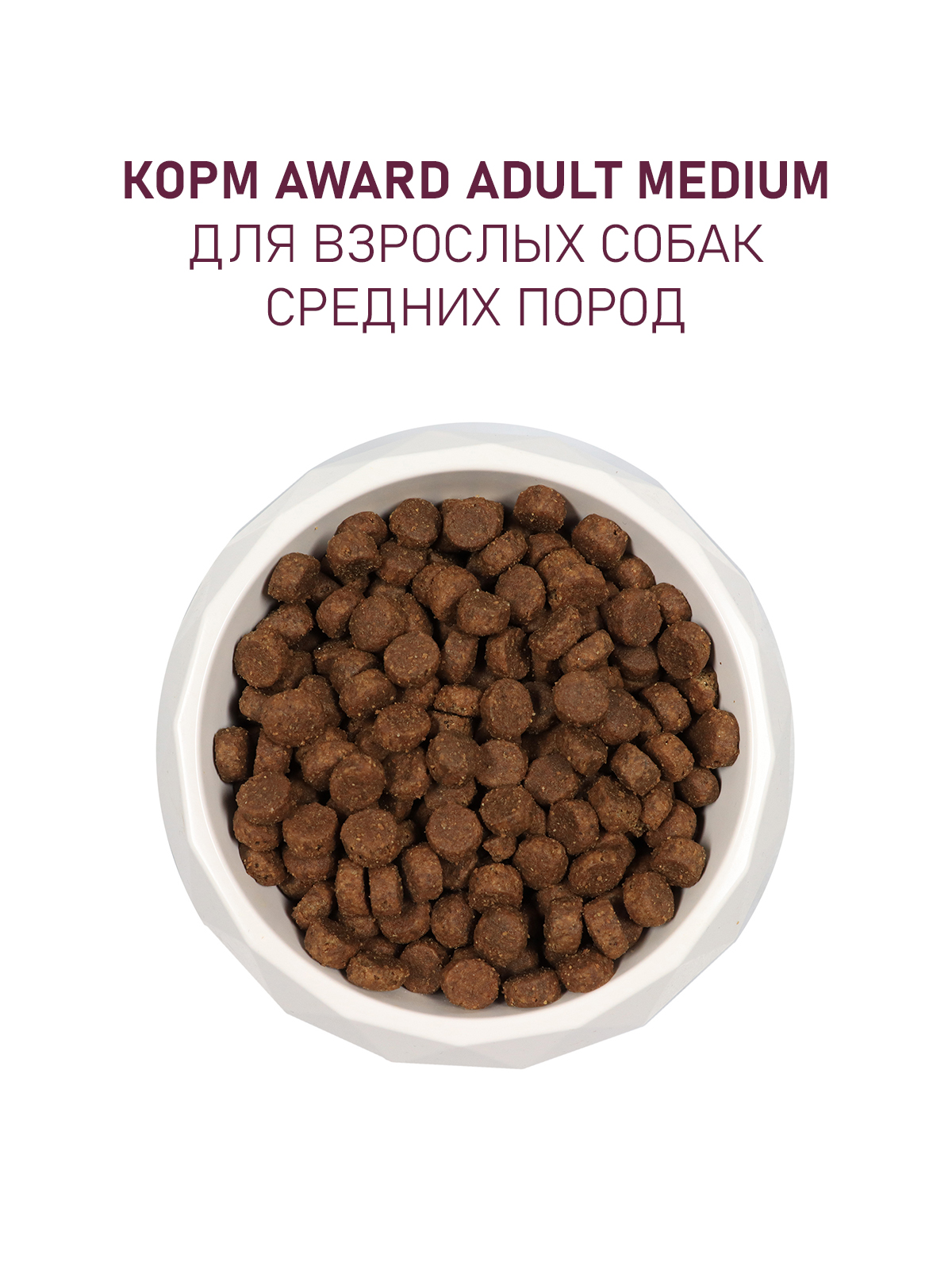 Сухой корм AWARD для взрослых собак средних пород с индейкой и курицей с добавлением моркови и черной смородины 2кг