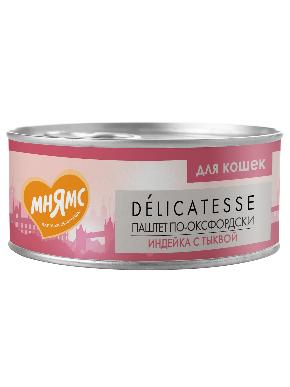 Мнямс Деликатес Влажный корм Паштет по-оксфордски, индейка с тыквой для кошек, 100 г