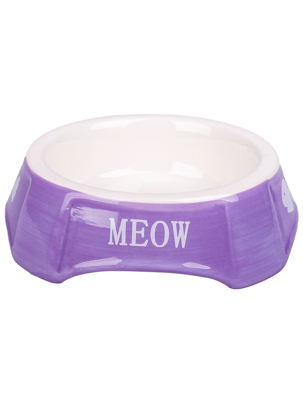 Миска Mr.Kranch керамическая для кошек 140 мл фиолетовая с рыбками