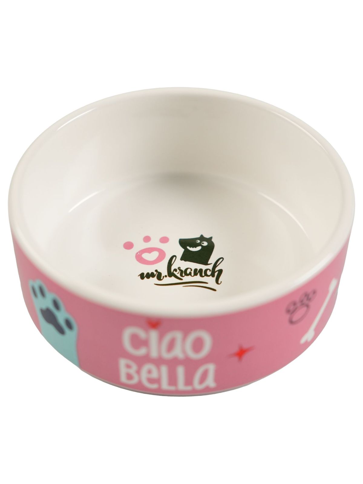 Миска для собак керамическая "Mr.Kranch" Чао Белла розовая 420 мл