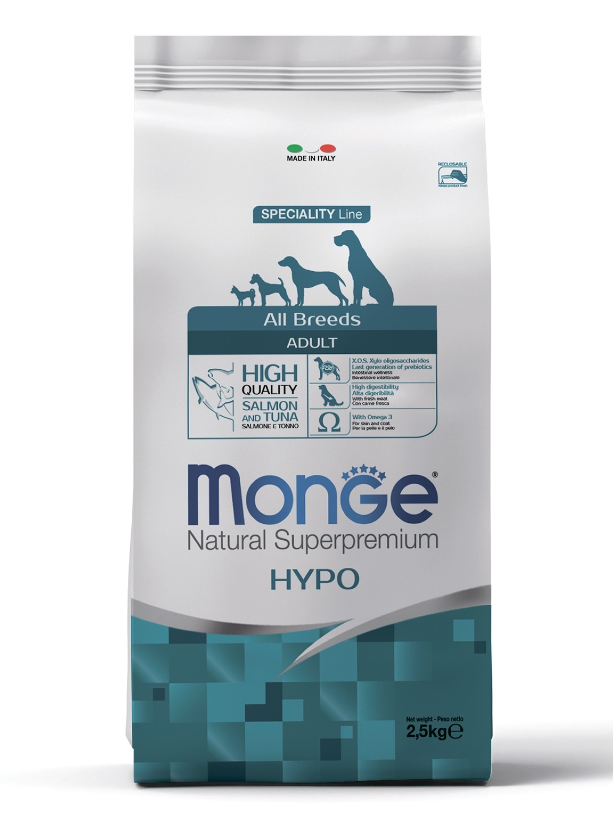 Сухой корм Monge Dog Speciality Line Hypo для взрослых собак, гипоаллергенный, из лосося с тунцом 2,5 кг