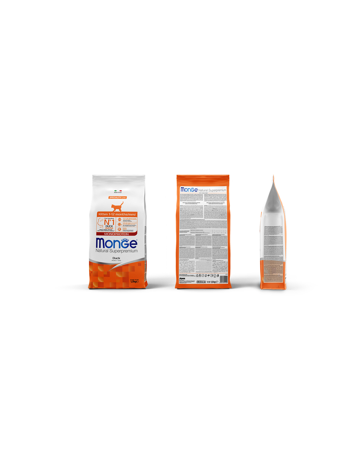 Сухой корм Monge Cat Speciality Line Monoprotein для котят и беременных кошек, из утки 1,5 кг