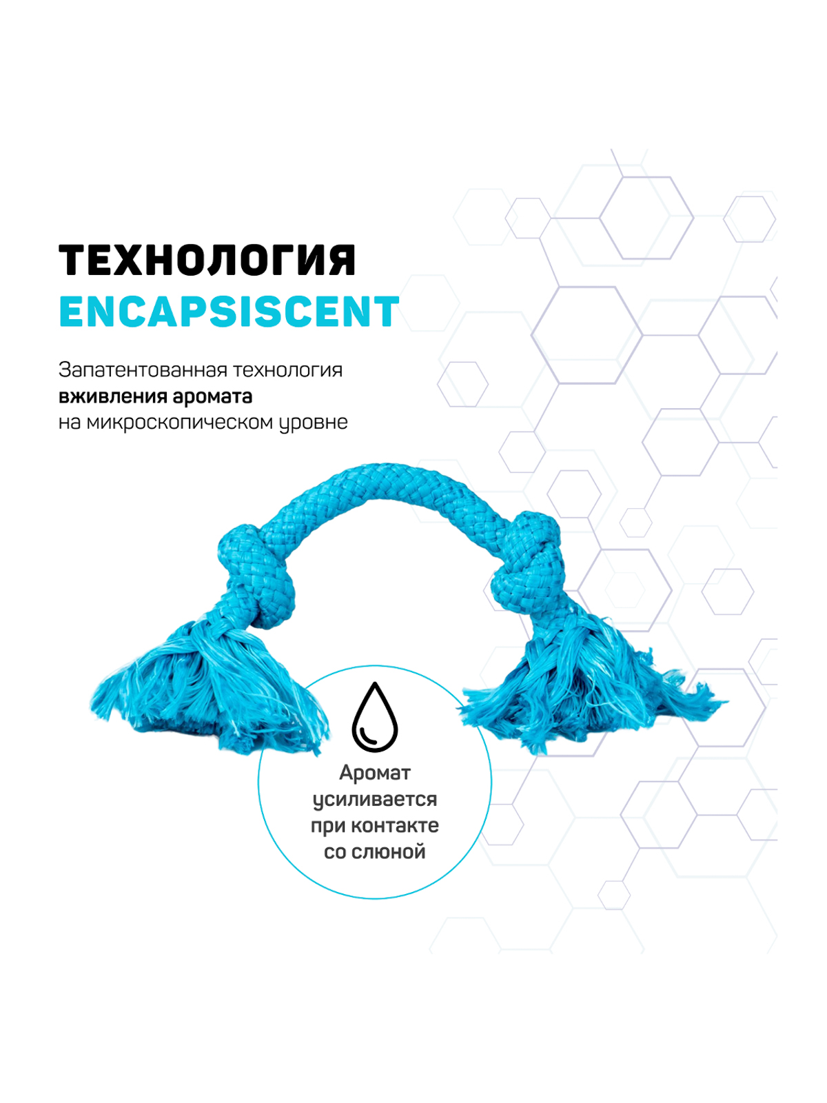 Playology жевательный канат DRI-TECH ROPE для собак мелких пород с ароматом арахиса, маленький, цвет голубой