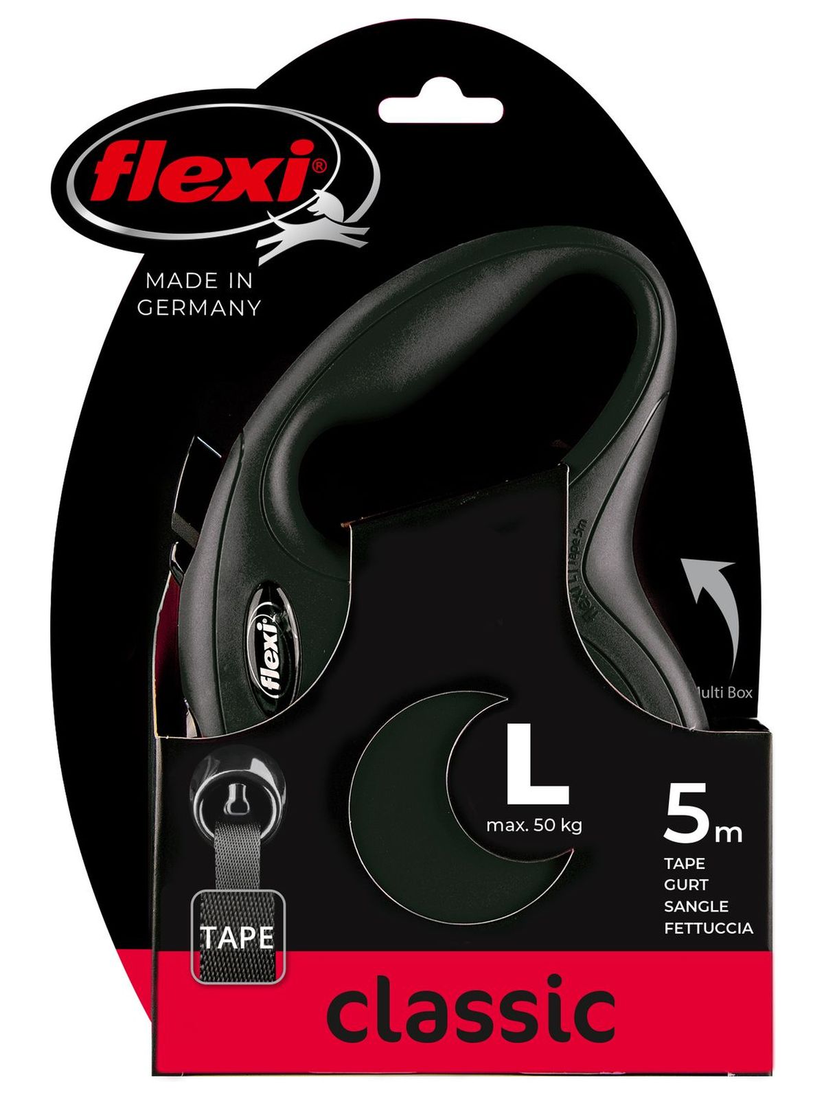 Flexi flexi рулетка New Classic L (до 50 кг) лента 5 м черная