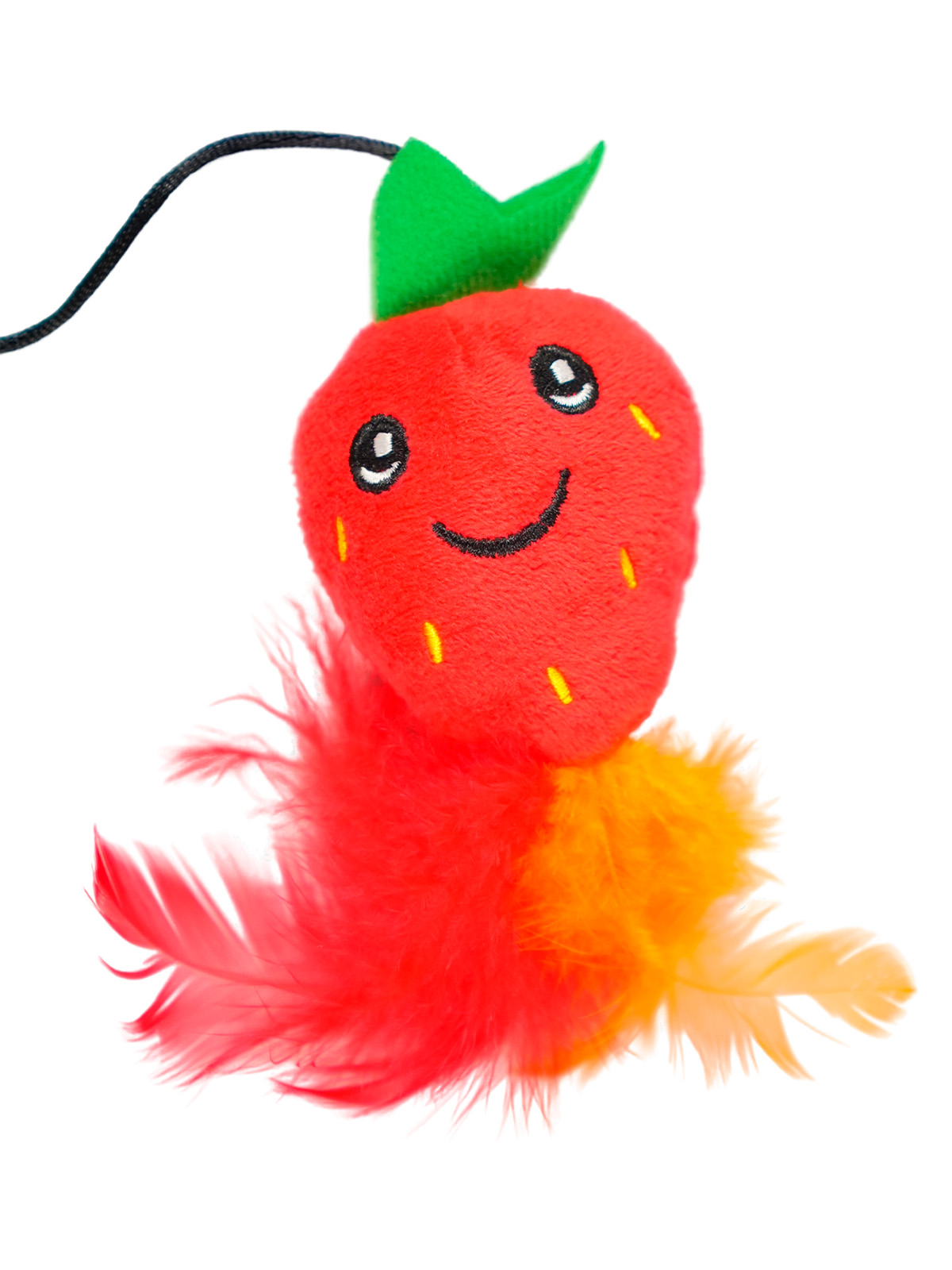 Игрушка-дразнилка Mr.Kranch для кошек Клубничка плюшевая с кошачьей мятой и перышками 17 см красная