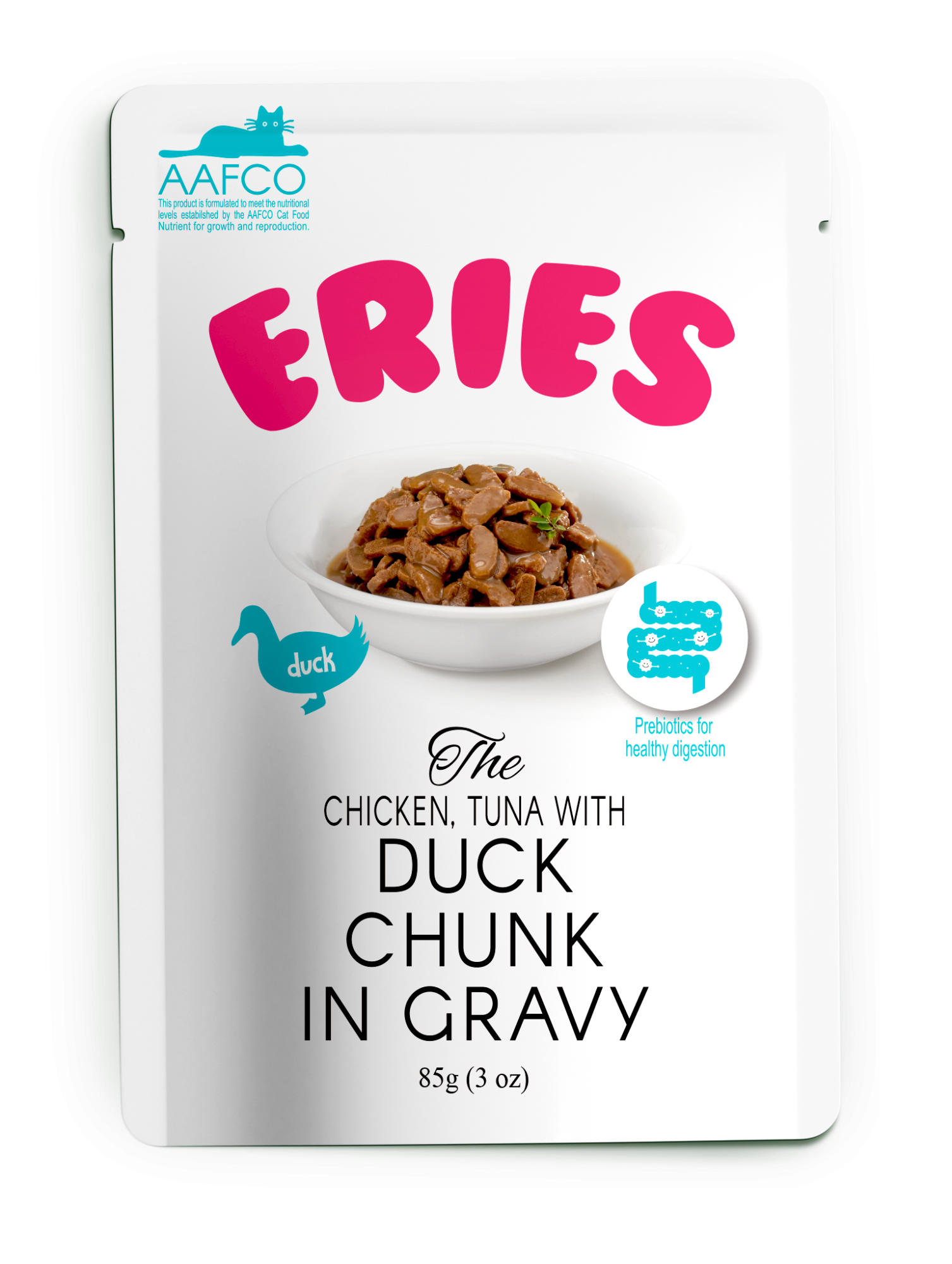 Петтрик Паучи Pettric ERIES - Утка с курицей и тунцом кусочки в соусе/Chicken, Tuna with Duck chunk in gravy, 85 гр