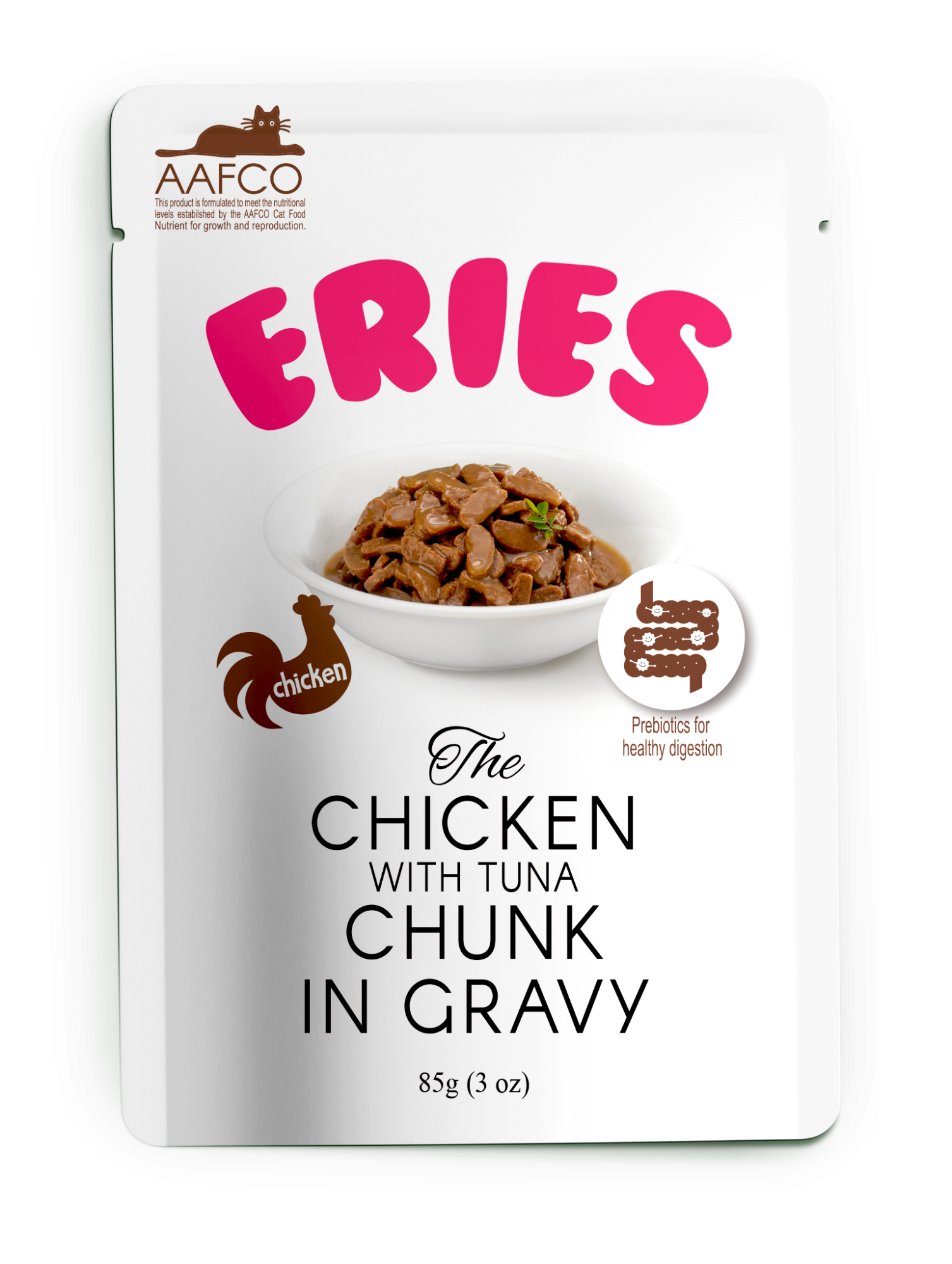 Петтрик Паучи Pettric ERIES - Курица с мясом тунца кусочки в соусе/Chicken with Tuna chunk in gravy, 85 гр