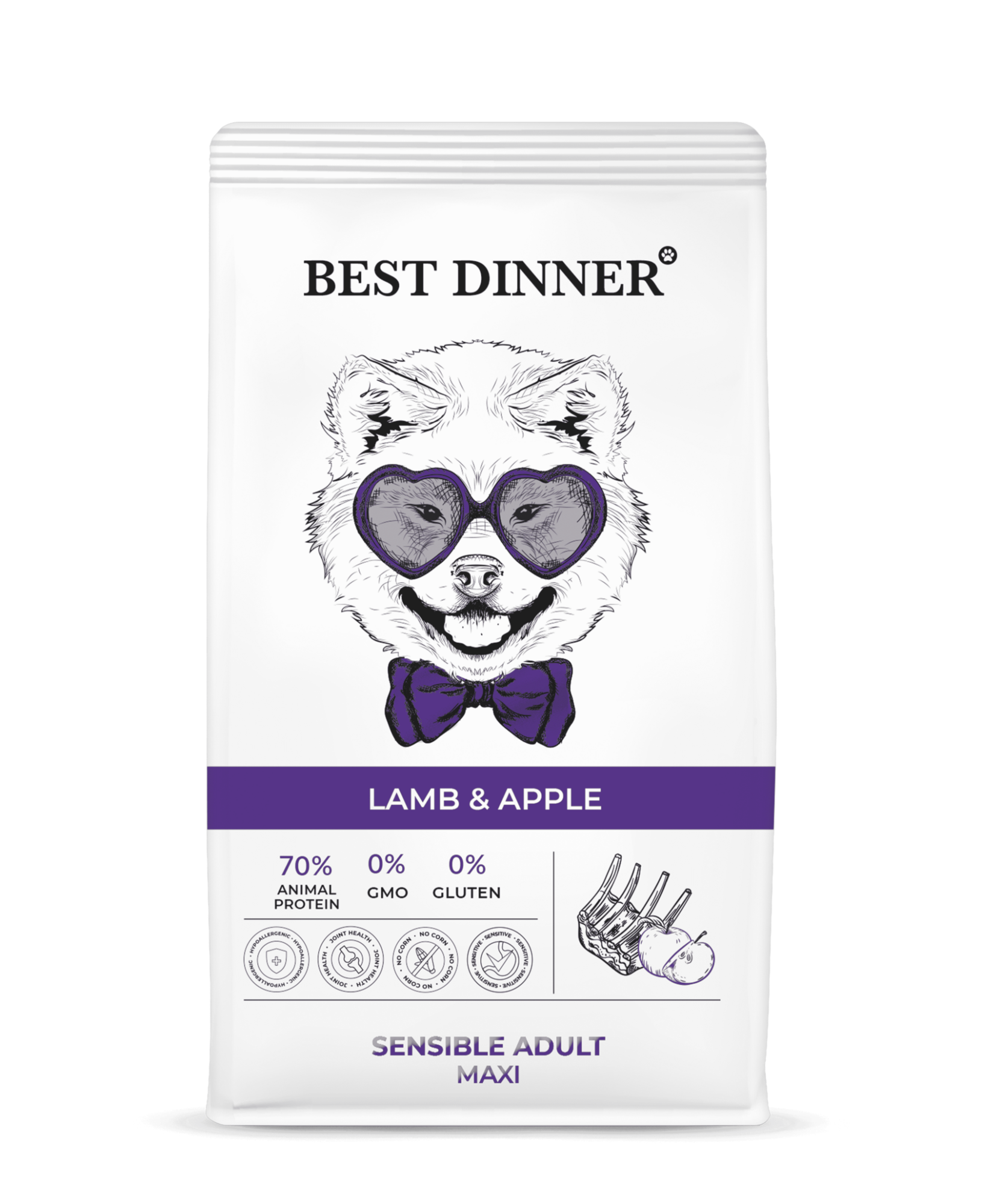 Бест Dinner Эдалт Макси Ягненок с Яблоком (сухой корм д/собак) - 3 кг