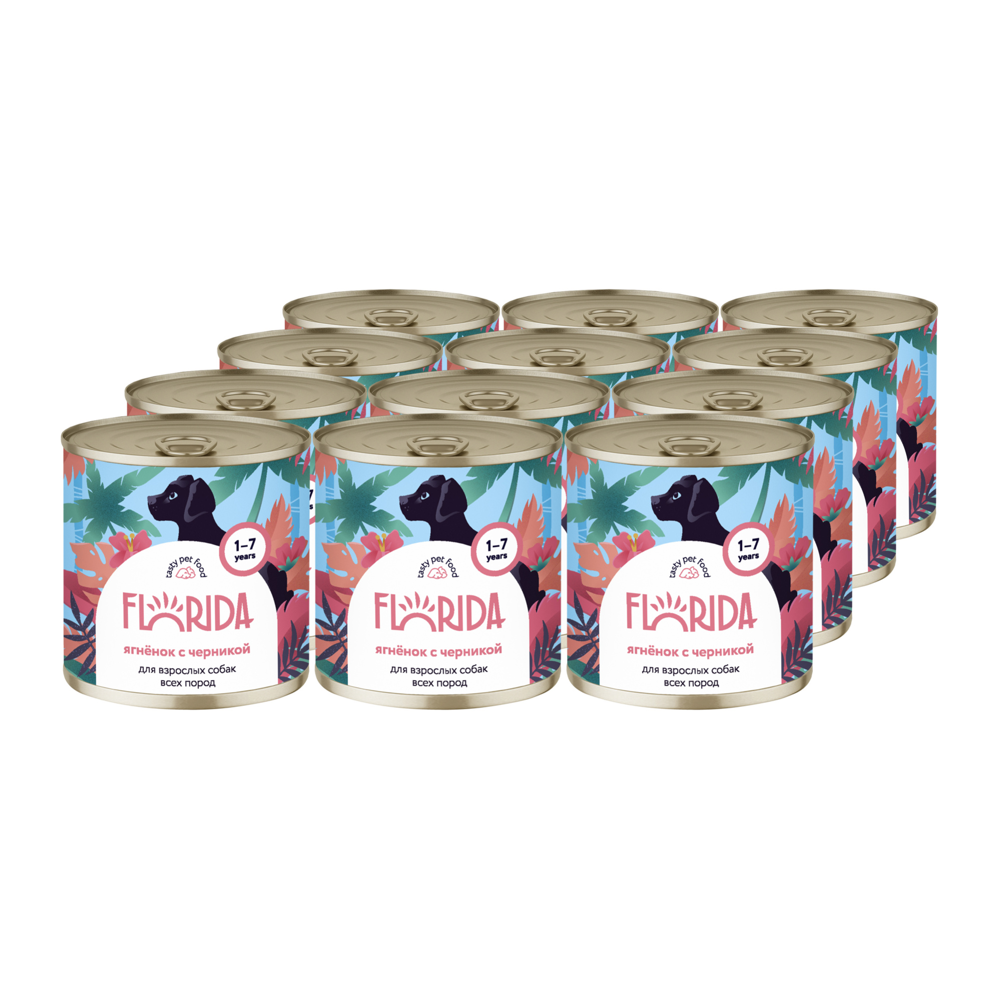 Florida Влажный корм для собак с ягненком и черникой 240гр-12шт