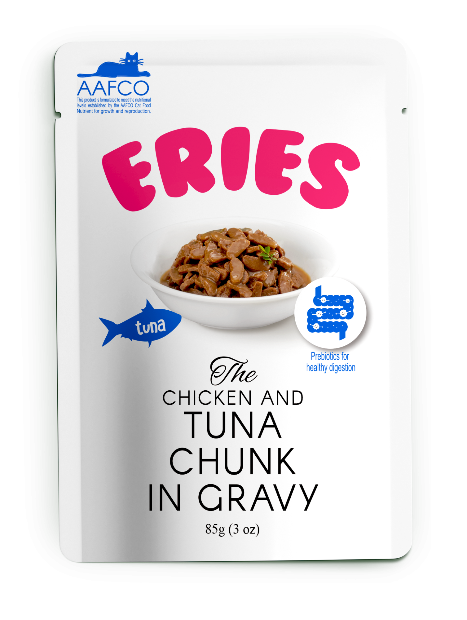 Петтрик Паучи Pettric ERIES - Тунец с курицей кусочки в соусе/Chicken and Tuna chunk in gravy, 85 гр