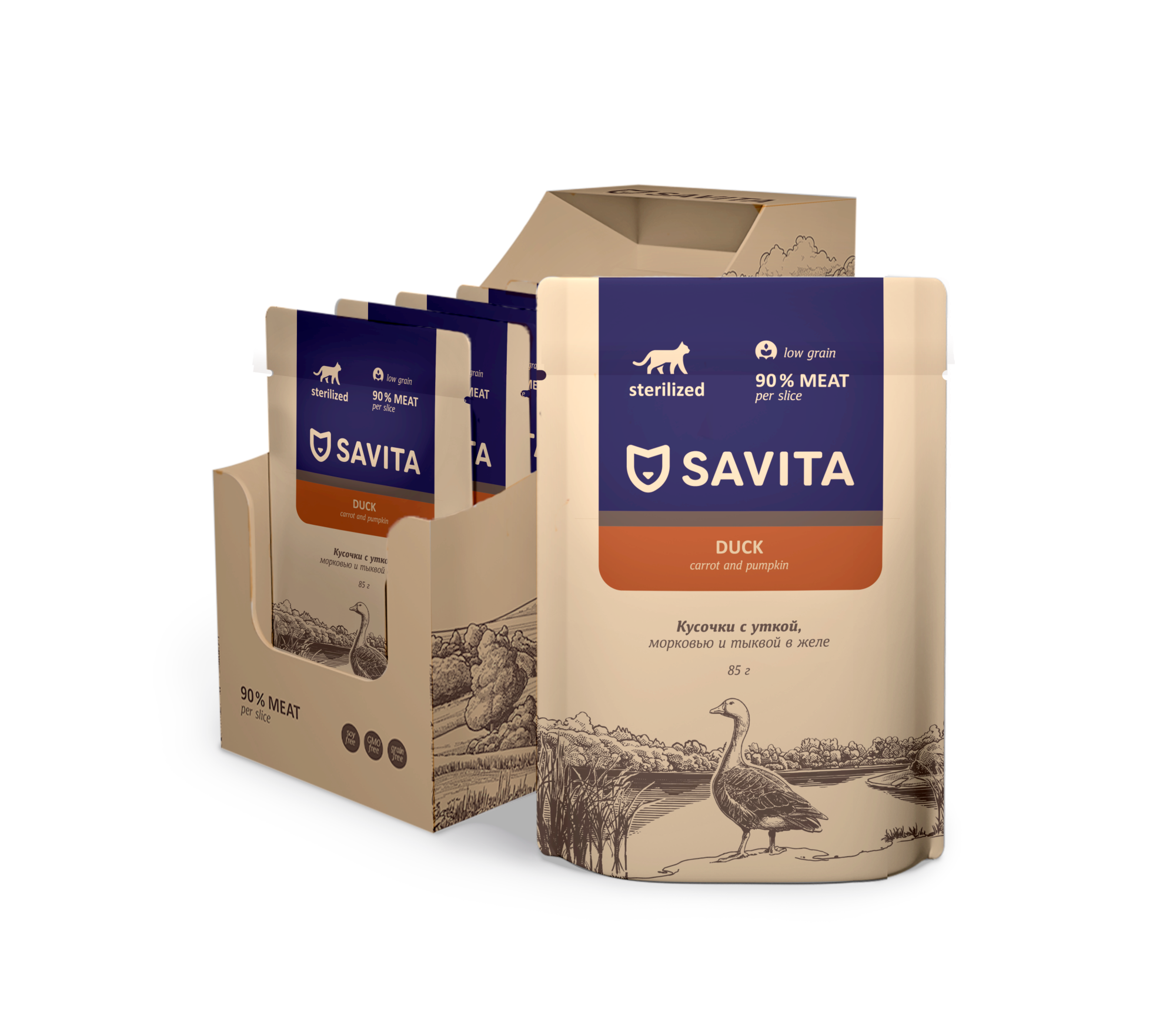 Влажный корм для стерил. кошек с уткой в желе 85гр -12шт