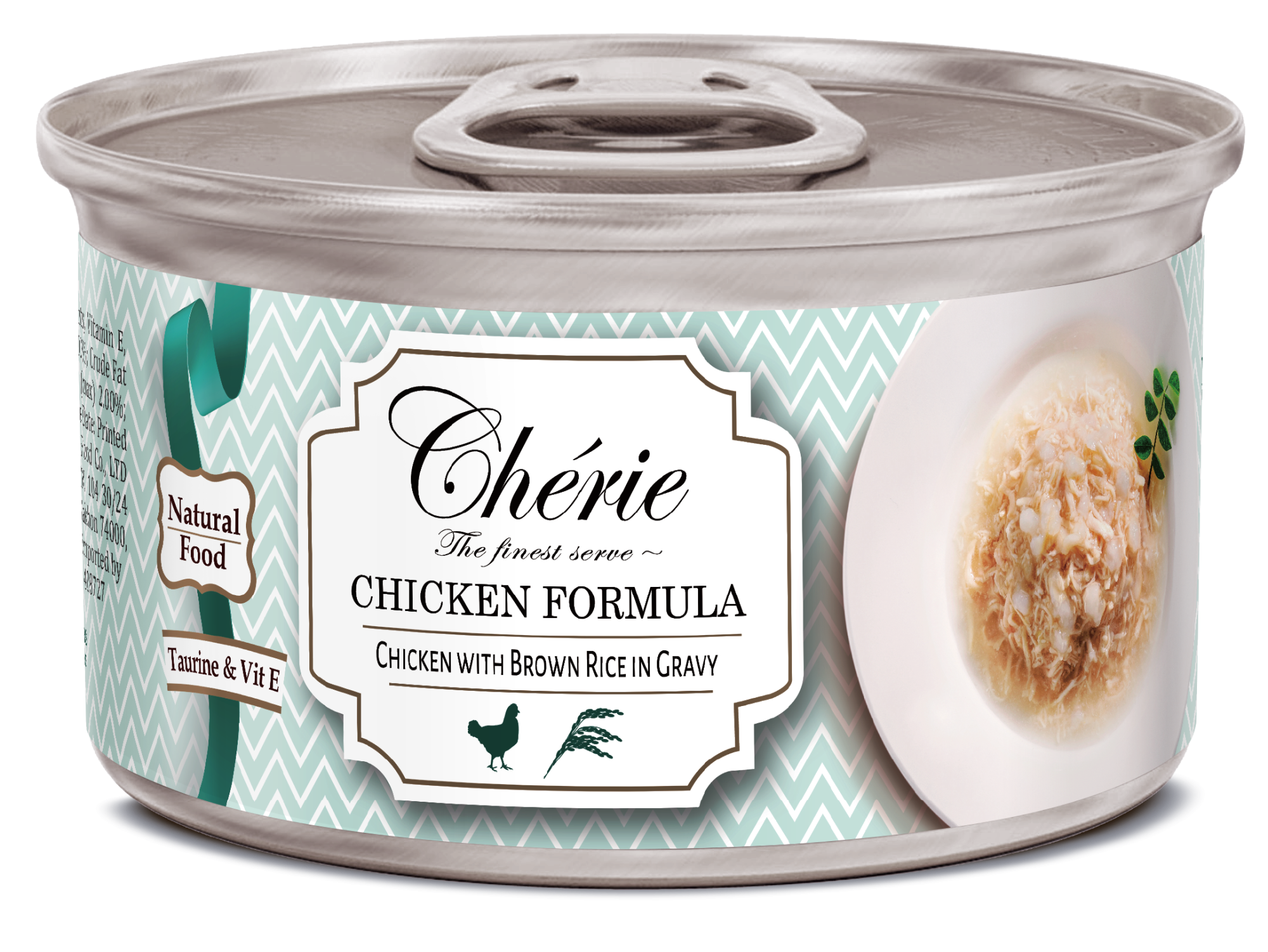 Корм влажный Pettric Cherie-Рубленная курица с бурым рисом в подливе/Shredded Chicken with Brown Rice Entrees in Gravy, 80 г