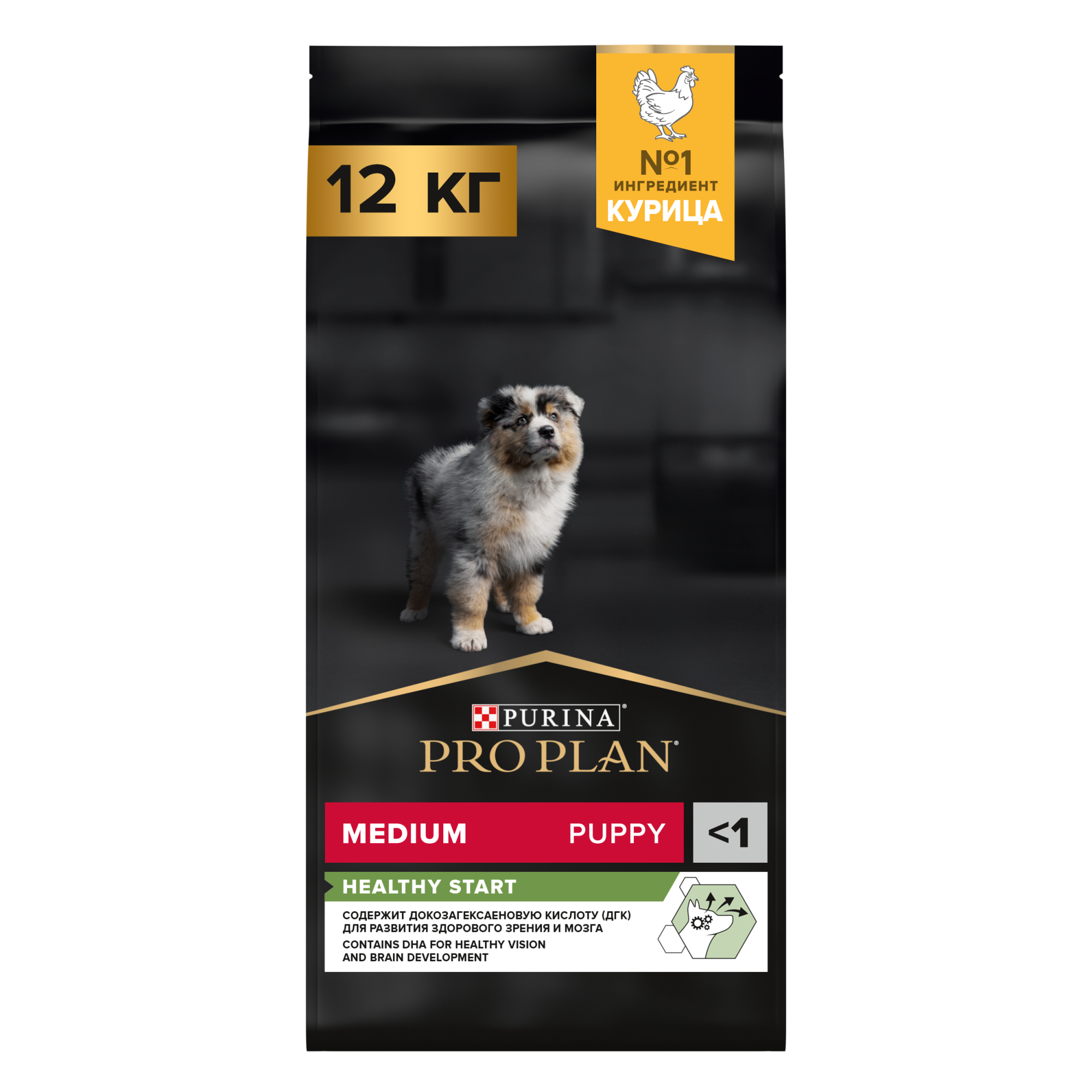 Сухой корм для щенков PRO PLAN для средних пород с курицей, 12 кг 7613035120402