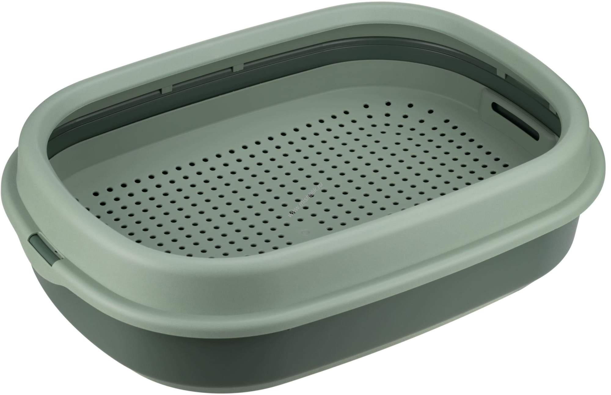 Туалет для кошек "Homecat Frost Touch" с низким бортом и сеткой, нефритовый, 48 см х 35,5 см х 13 см