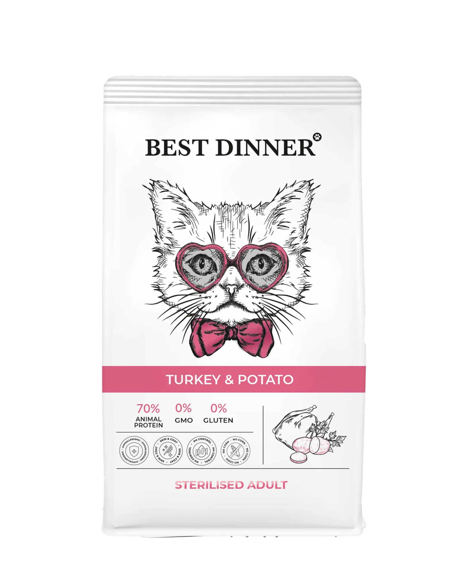 Best Dinner Бест Dinner Эдалт Стерилизат с Индейкой и Картофелем (сухой корм д/кош) - 0,4 кг