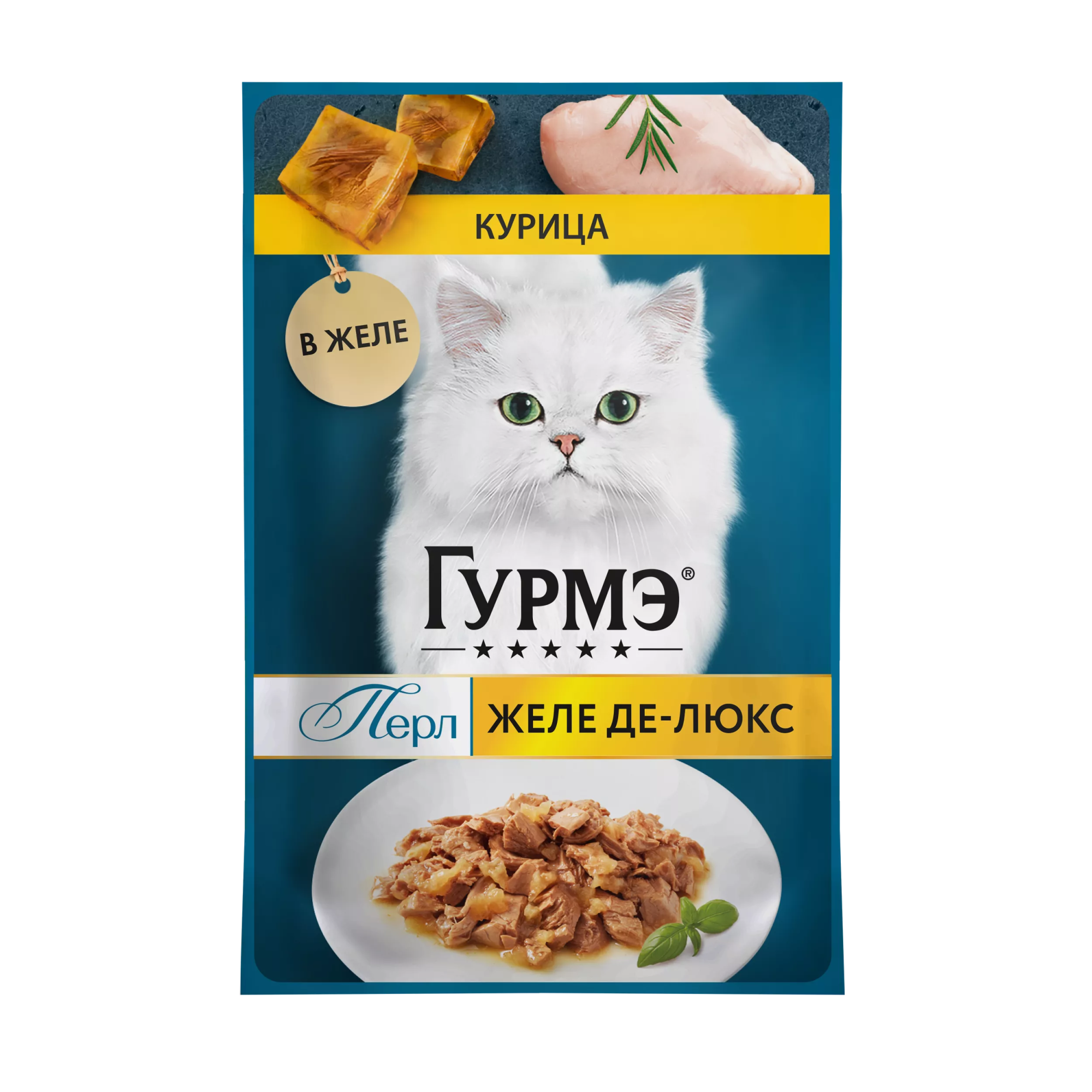 ГУРМЭ Влажный корм для кошек Желе Де-Люкс, с курицей в желе, 75 гр
