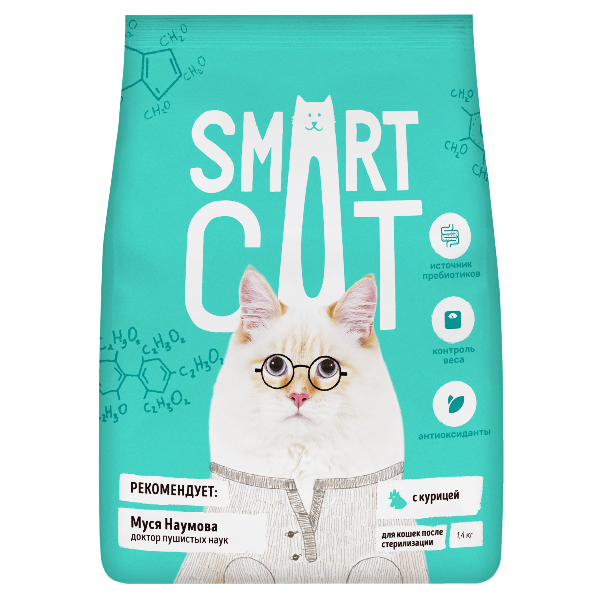 Smart Cat Сухой корм для стерилизованных кошек с курицей 1,4 кг 4640201671621 4603763289130