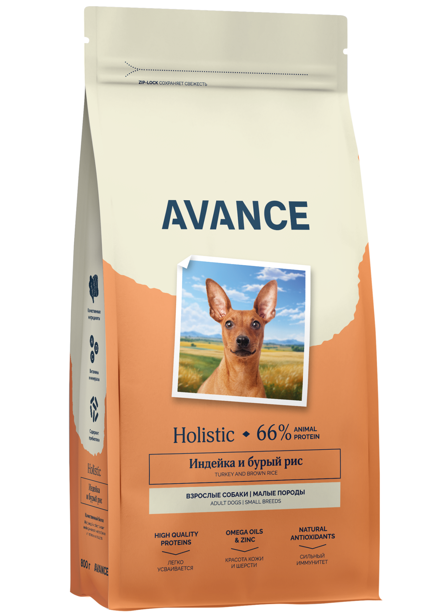 AVANCE Сухой корм для мелких собак с индейкой 0,8 кг