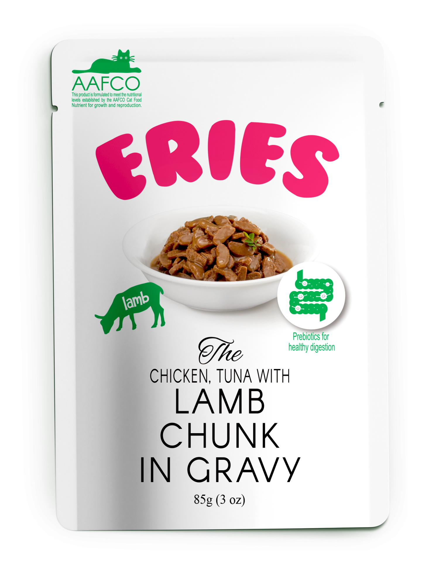 Петтрик Паучи Pettric ERIES - Ягненок с тунцом и курицей кусочки в соусе/Chicken, Tuna with Lamb chunk in gravy, 85 гр