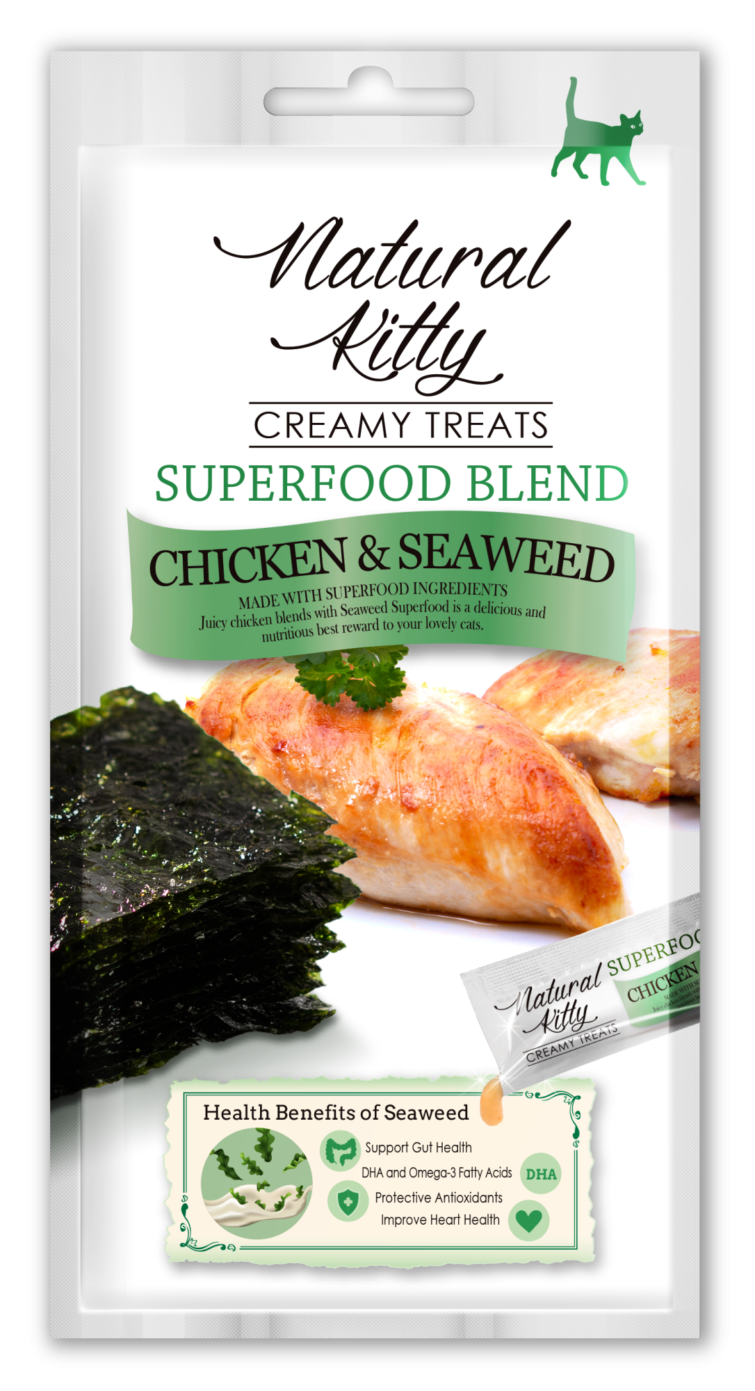 Лакомство Pettric Natural Kitty крем-суп для кошек Курица и морские водоросли, 4х12 гр.