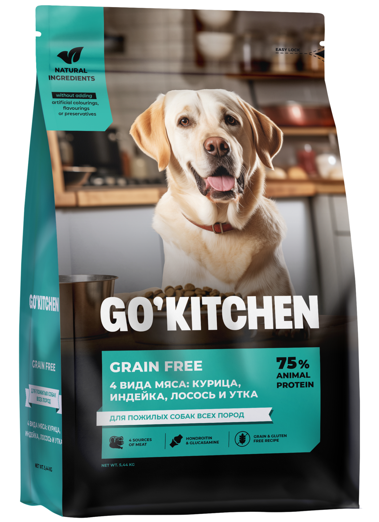 GO'KITCHEN Сухой корм для пожилых собак всех пород с курицей 5,44 кг 4640201677135