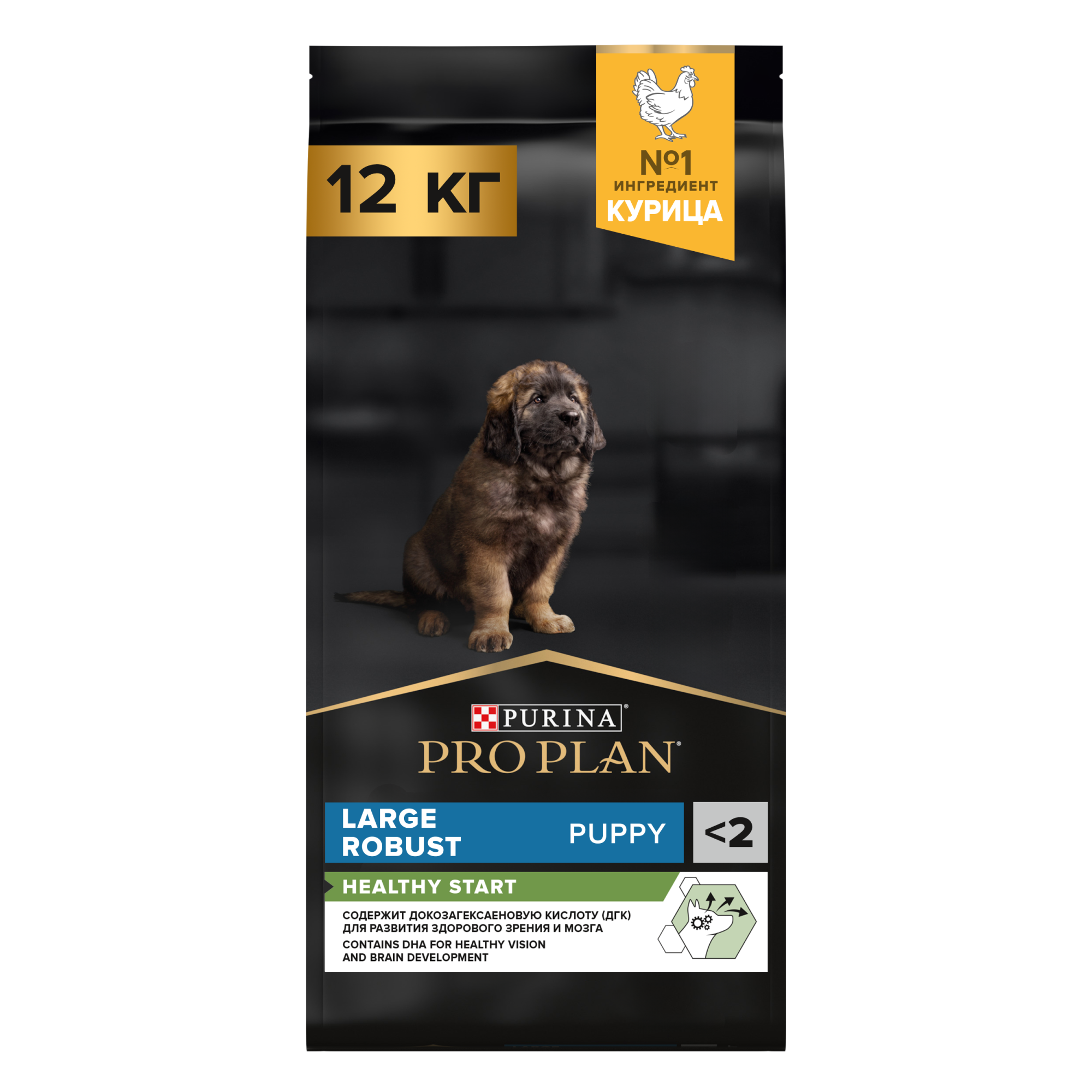 Сухой корм для щенков PRO PLAN для крупных пород с мощным телосложением курица, 12кг 7613035120341