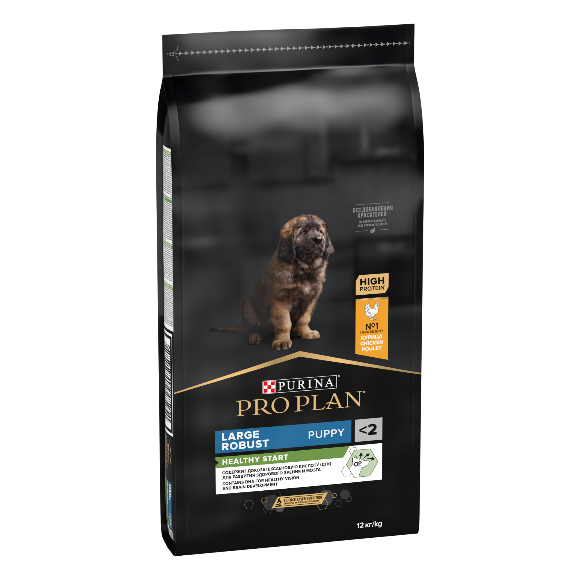 Сухой корм для щенков PRO PLAN для крупных пород с мощным телосложением курица, 12кг 7613035120341