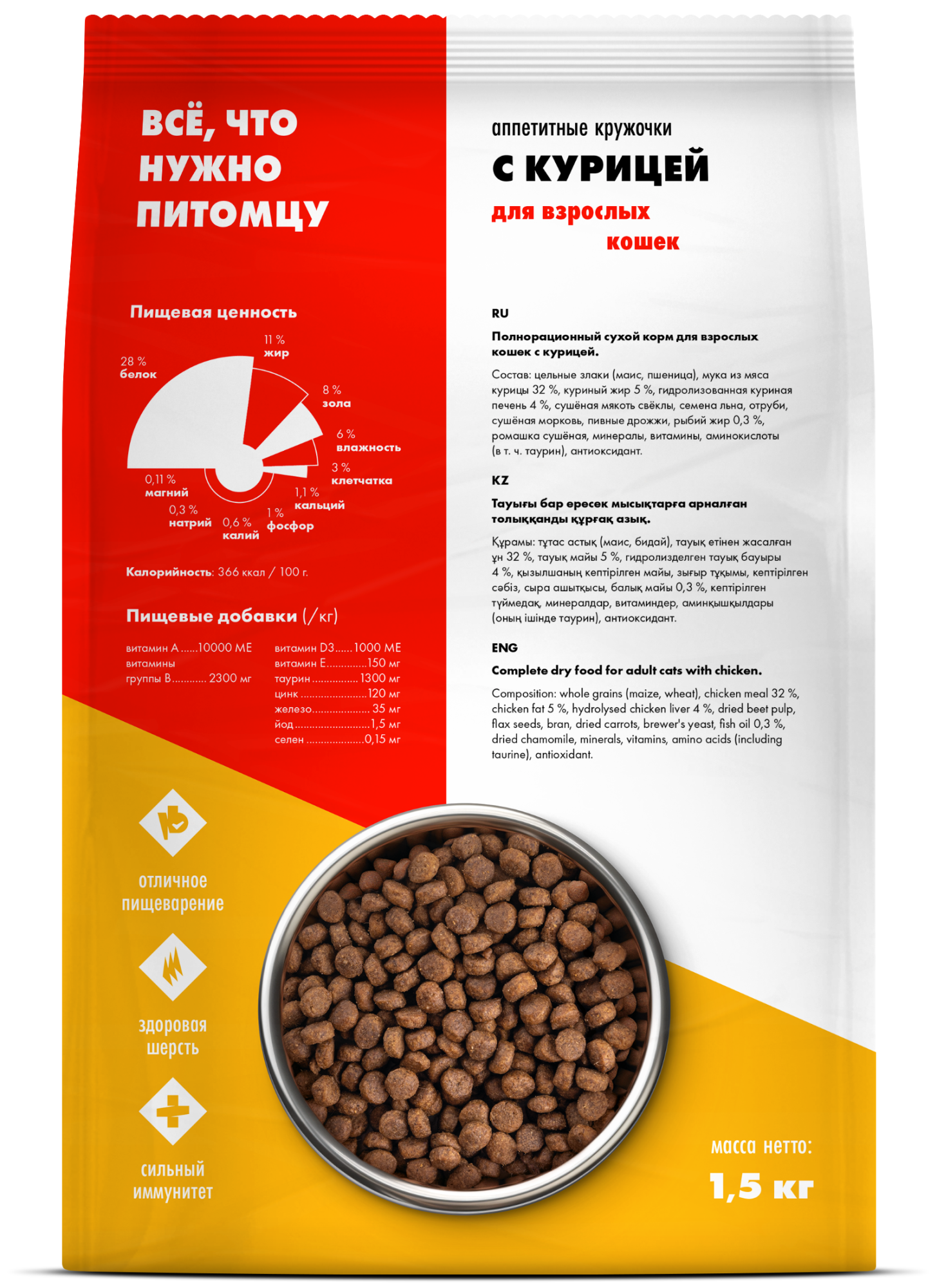 ULTRA Сухой корм для взроcлых кошек с курицей 1,5 кг 4640201672871