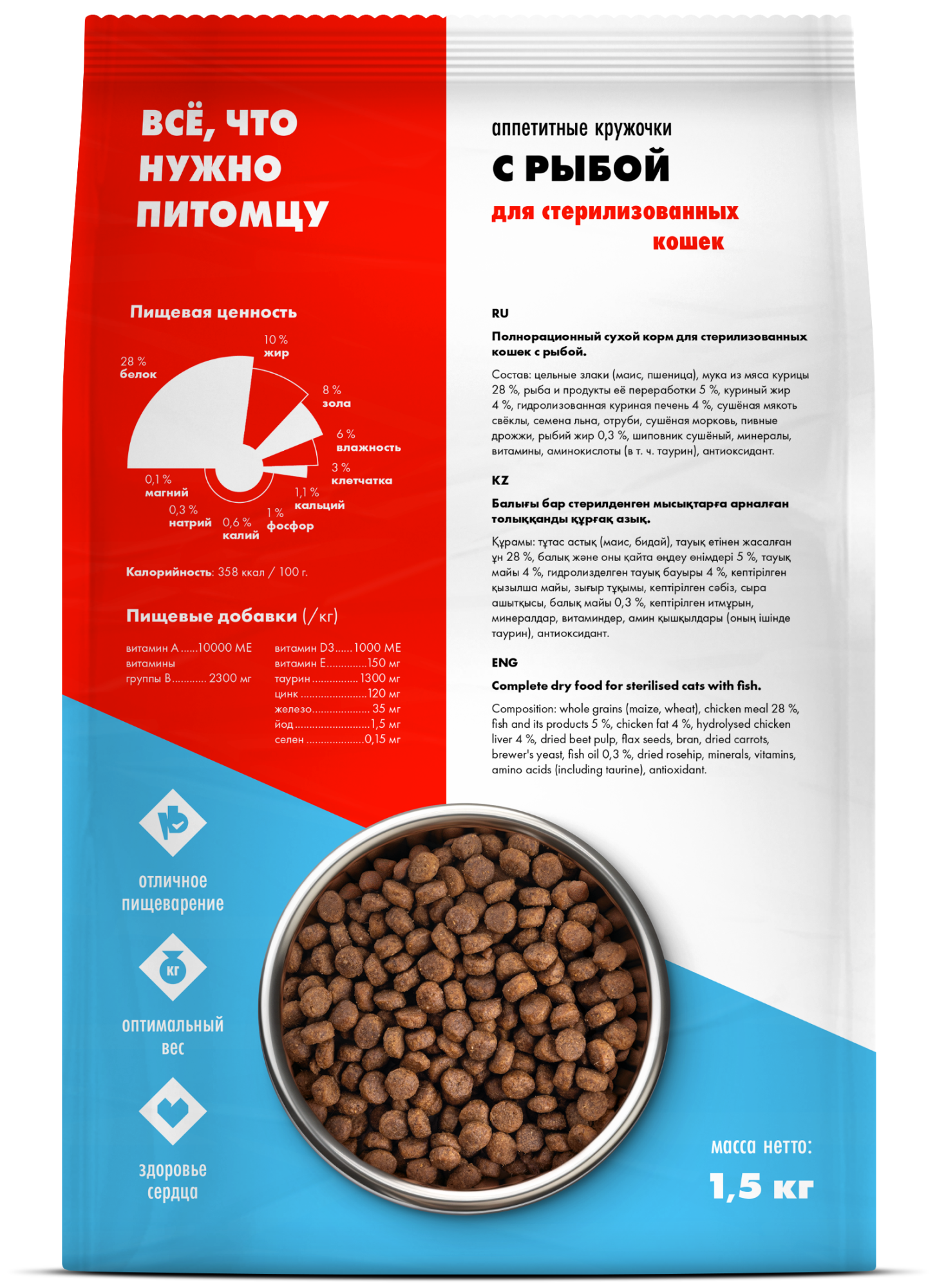 ULTRA Сухой корм для стерилизованных кошек с рыбой 1,5 кг 4640201672932