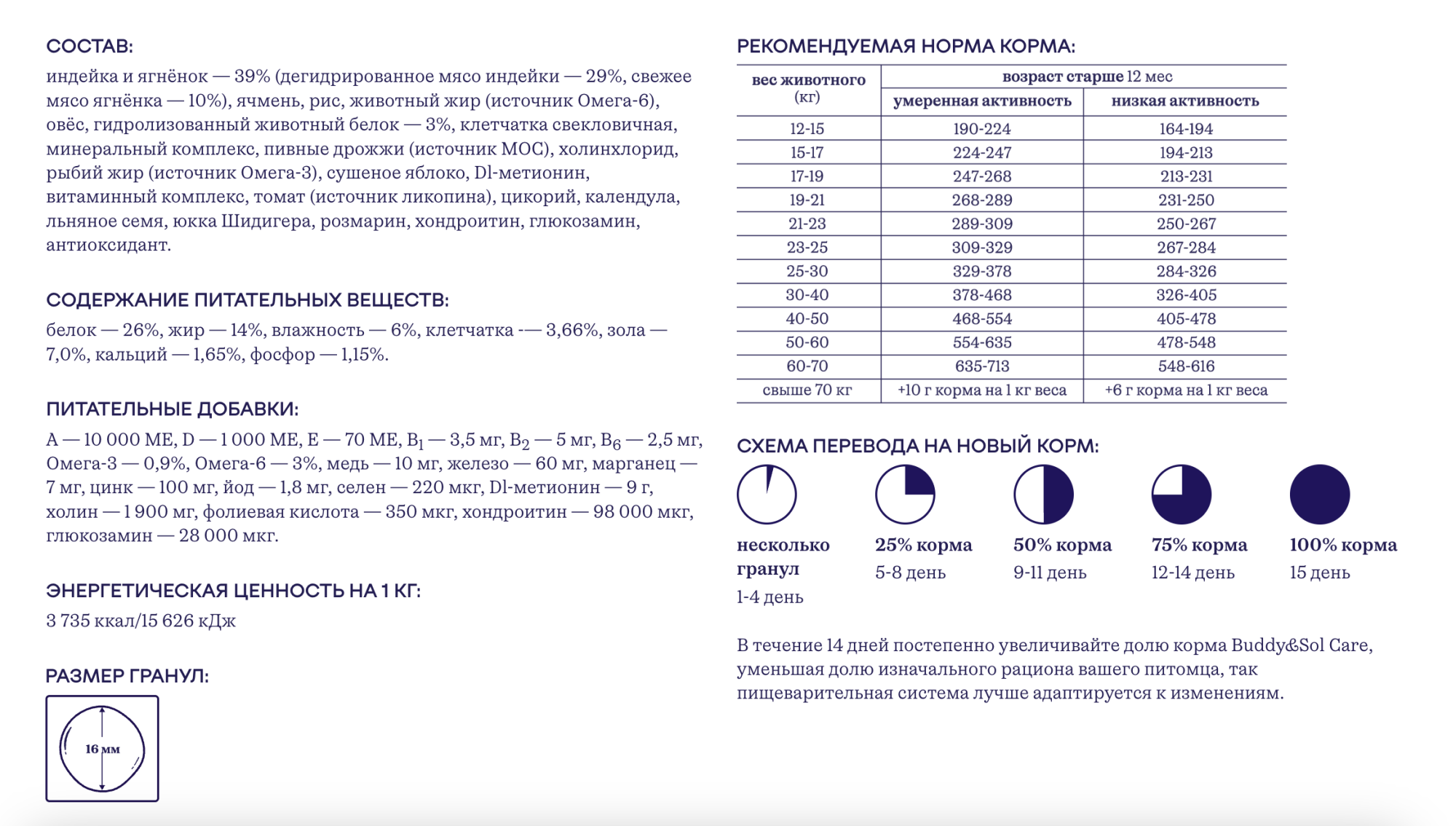Buddy&Sol Care Сухой корм с индейкой для собак средних и крупных пород 3кг