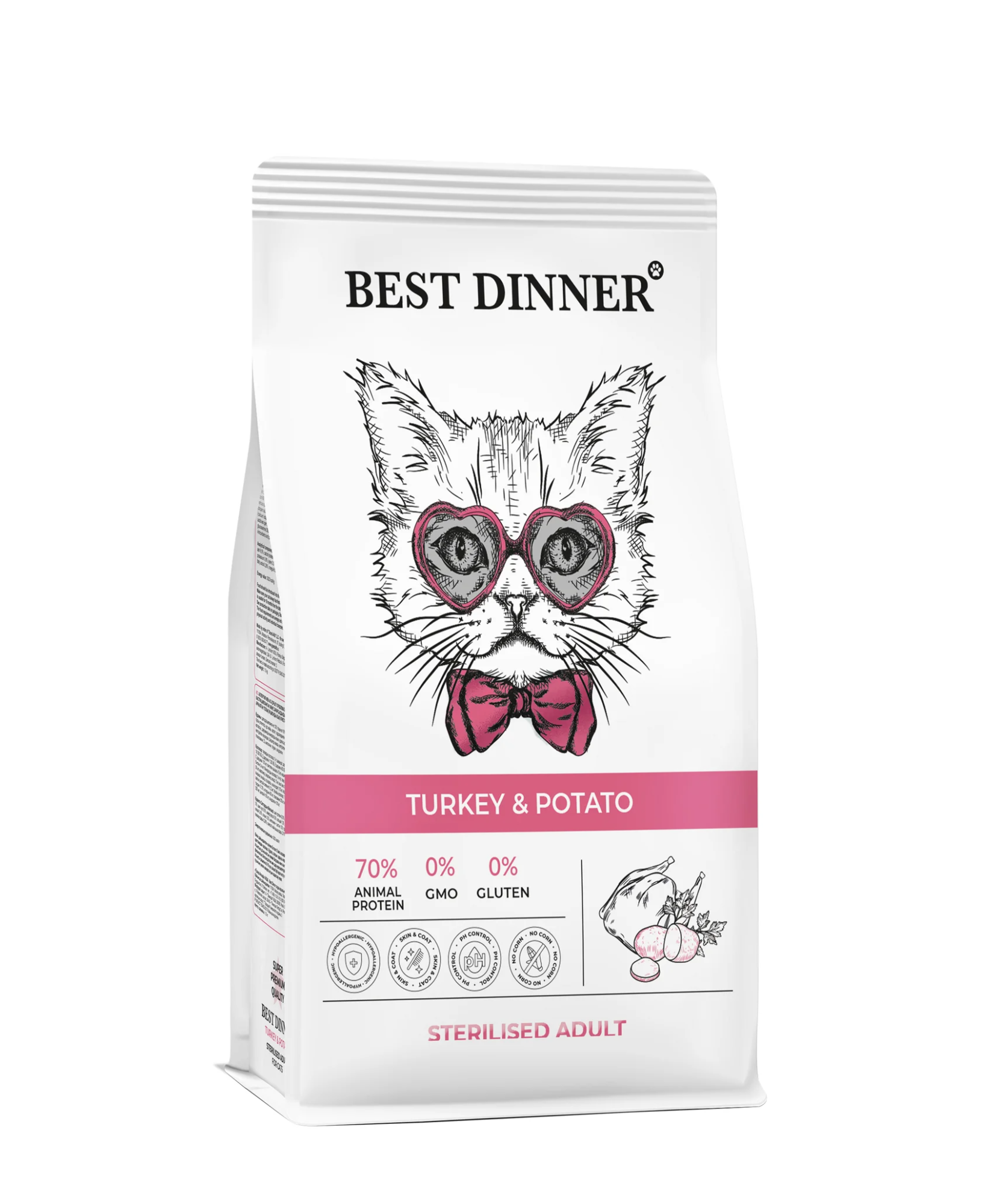 Best Dinner Бест Dinner Эдалт Стерилизат с Индейкой и Картофелем (сухой корм д/кош) - 0,4 кг