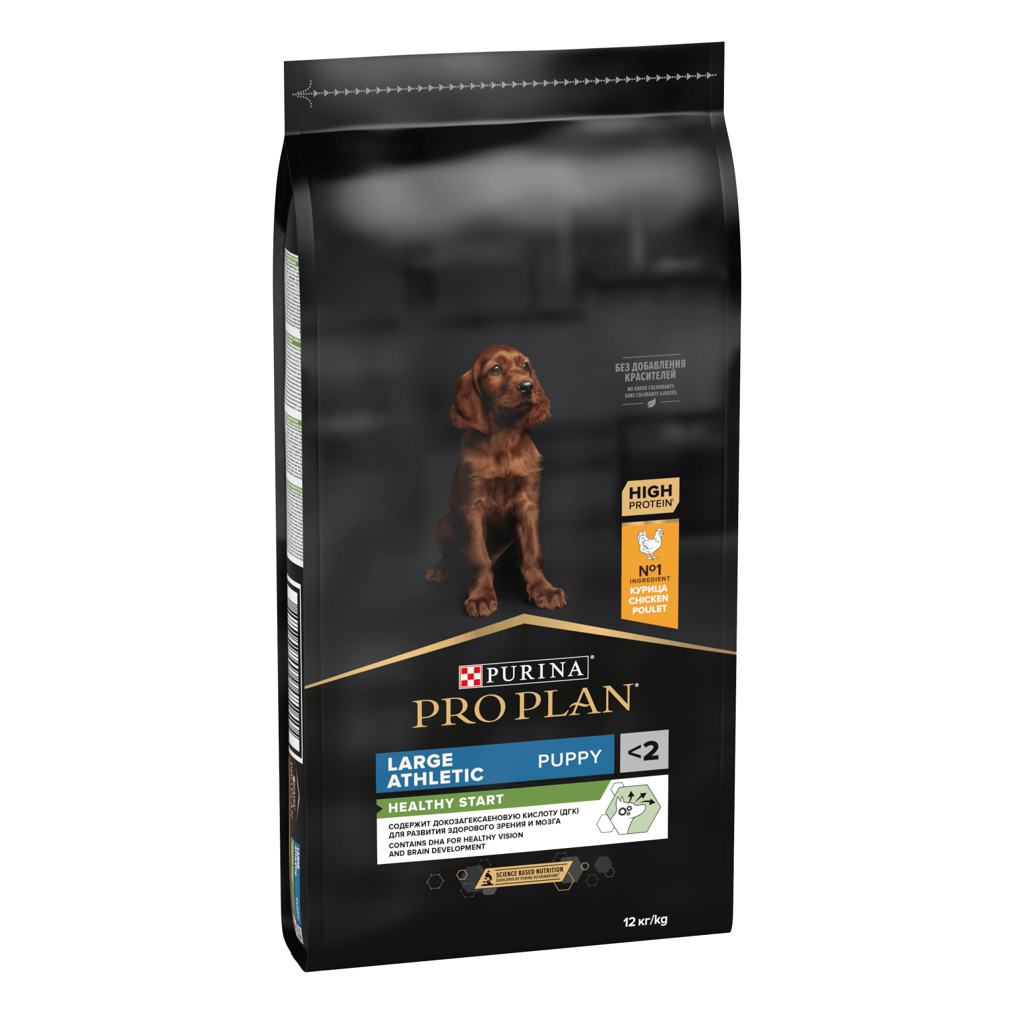 Сухой корм для щенков PRO PLAN для крупных пород с атлетическим телосложением курица, 12кг 7613035120365