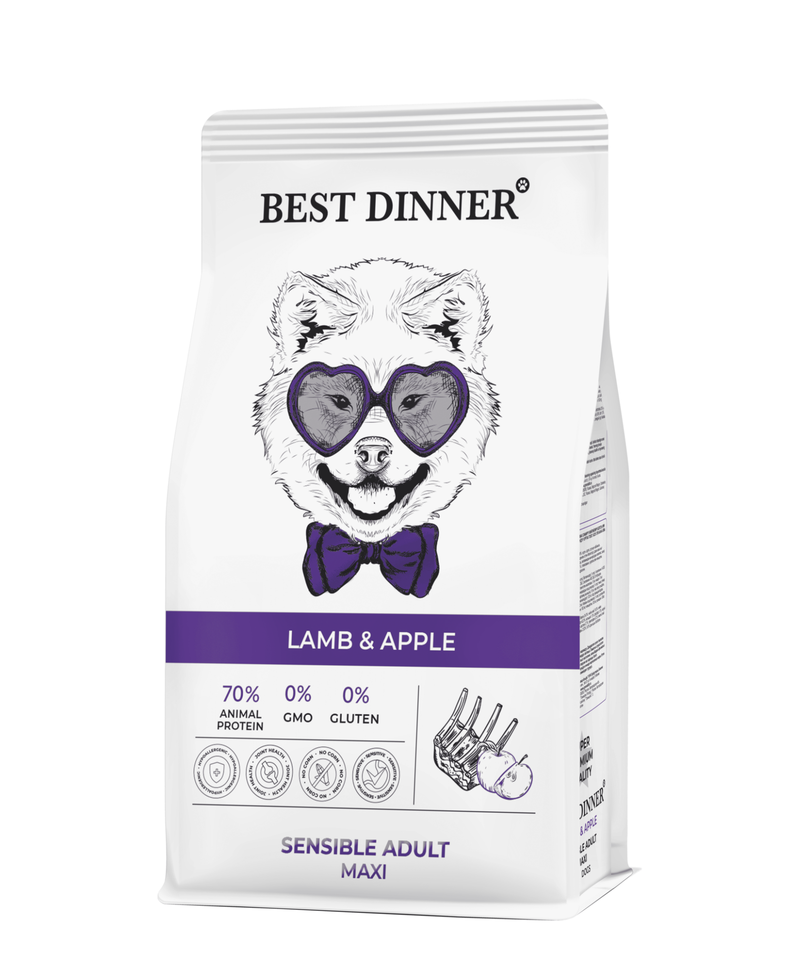 Бест Dinner Эдалт Макси Ягненок с Яблоком (сухой корм д/собак) - 3 кг