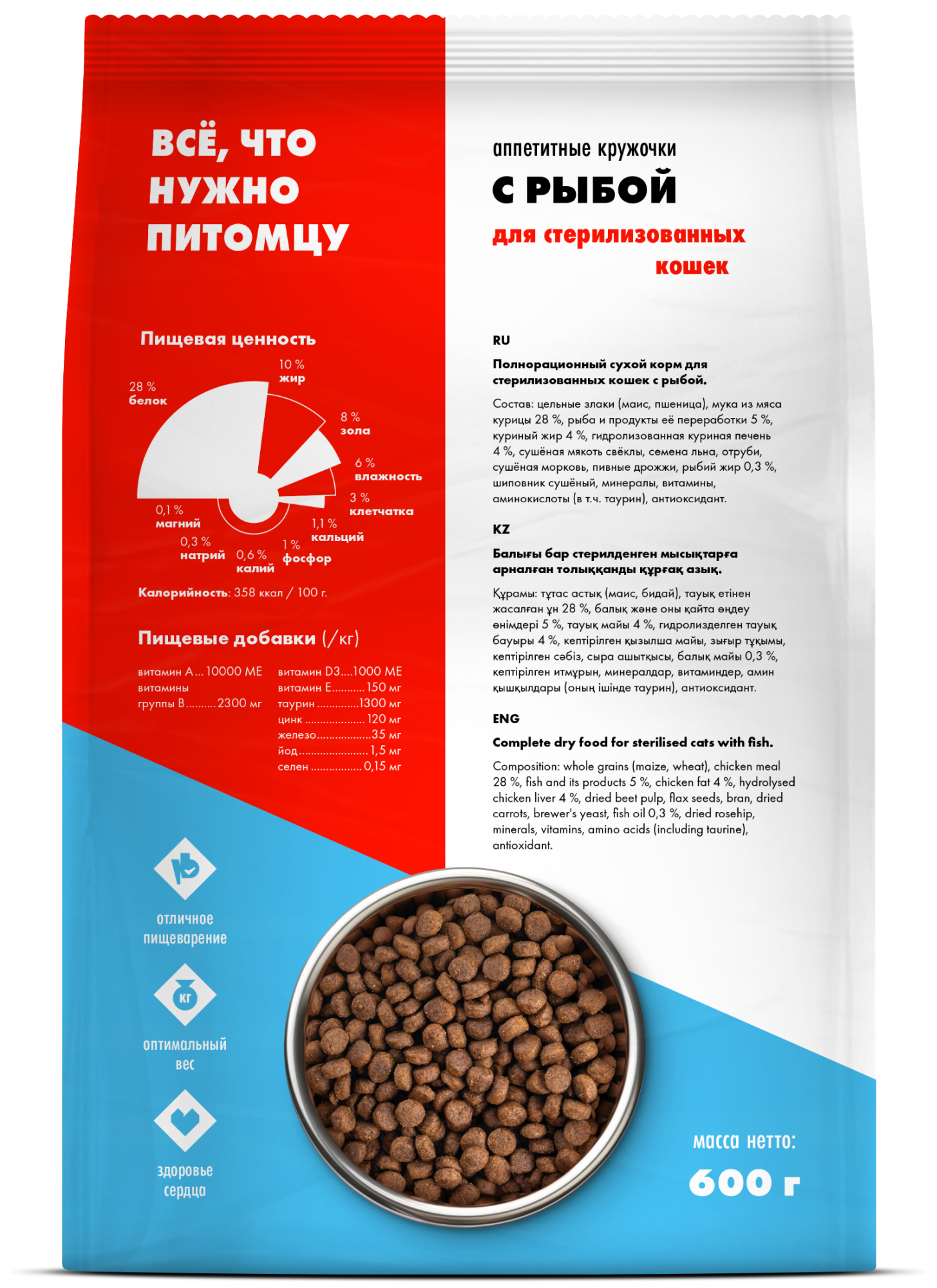 ULTRA Сухой корм для стерилизованных кошек с рыбой 0,6 кг 4640201672925